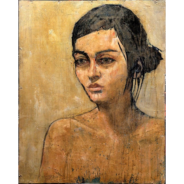 Max Gleason "Renee" Mixed Media Painting on Canvas For Sale