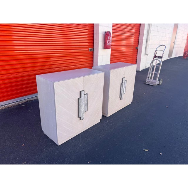 1990s Pair of Mid-Century Modern Cabinets by Uttermost For Sale - Image 4 of 10