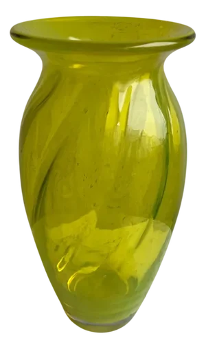 Uranium Glass Swirl Vase in Lime Green