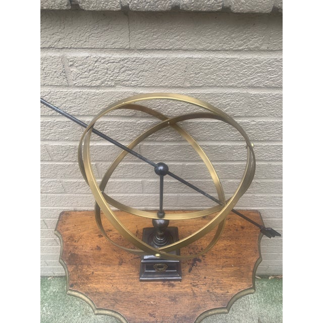 Bronze Large Classical Iron and Brass Armillary Sphere Garden Sculpture on Stand – English Estate Style For Sale - Image 8 of 12