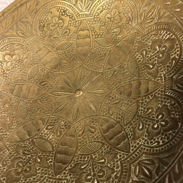 1970s Mid-Century Modern Floral Pattern Etched Brass Bowl For Sale In Midland, TX - Image 6 of 10