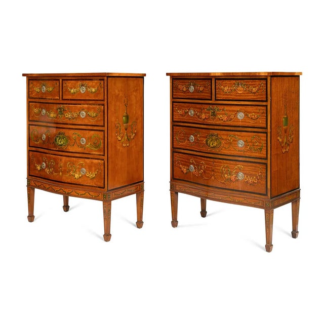 A touch of historical elegance, these English Edwardian paint-decorated satinwood chests offer a traditional charm that...