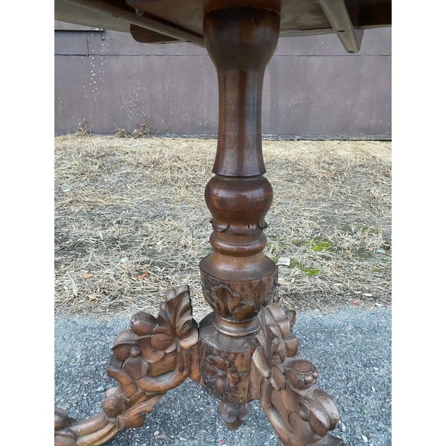 Late 19th-Early 20th Century Carved and Inlaid Black Forest Table With Stags For Sale In Richmond - Image 6 of 7