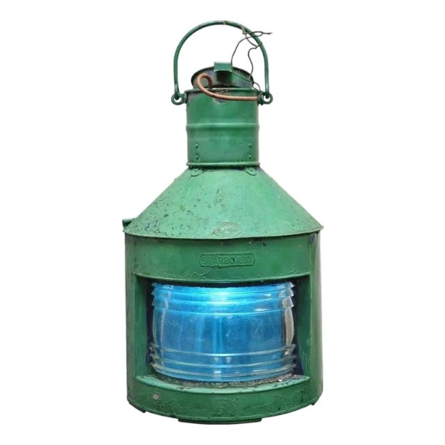 Antique Eli Griffith & Sons Green Marine Masthead Ship Lantern Light Fixture For Sale