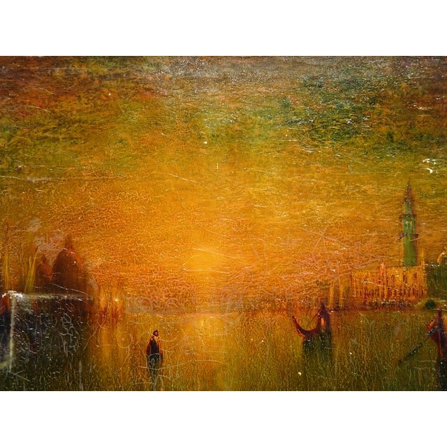 Antique Oil Canvas Fine Art Picture by George H.Bogert 1923-1864 Sunset Venice For Sale - Image 4 of 16