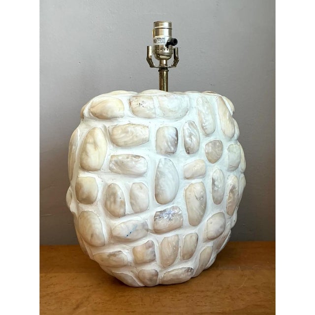 Metal Vintage Textured Shell Table Lamp For Sale - Image 7 of 12