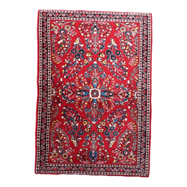 1950s, Handmade Vintage Oriental Sarouk Rug 3.3' X 4.7' For Sale