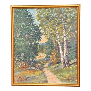 Arne Nilsson, Path Between, 1950s, Oil on Panel, Framed For Sale