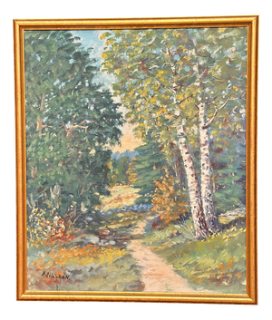 Arne Nilsson, Path Between, 1950s, Oil on Panel, Framed