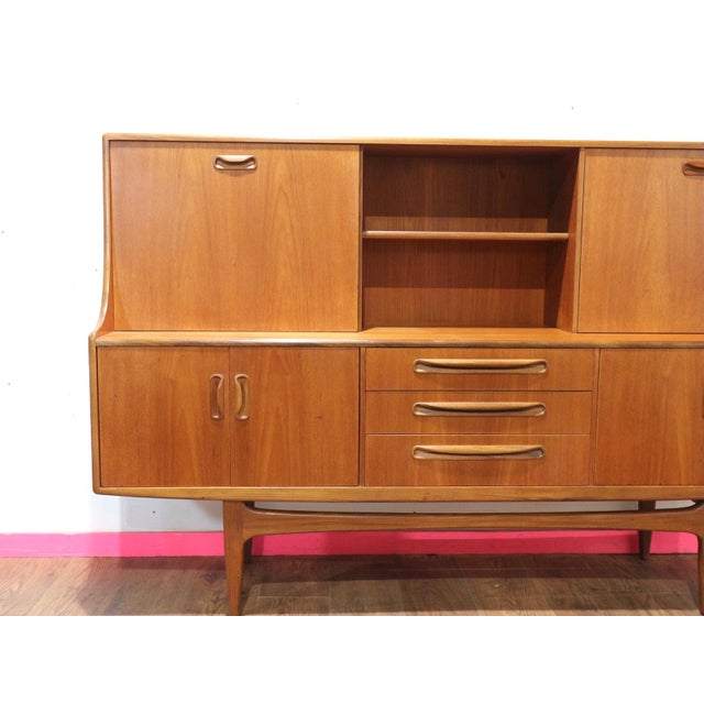 1960s Mid Century Modern Vintage Teak Tall Credenza Sideboard Buffet in the Style of G Plan Danish Style For Sale - Image 10 of 14