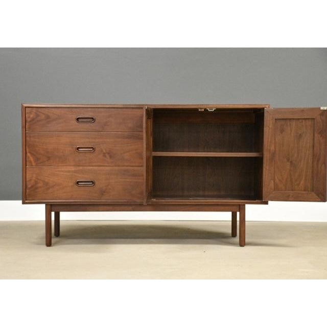 Mid-Century Modern 1960s Refinished 52” Walnut and Cane Credenza by Founders For Sale - Image 3 of 10
