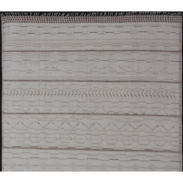 Mid 20th Century Large Modern Rug in Muted Off White. Light Brown With Minimalist Design For Sale In Atlanta - Image 6 of 12