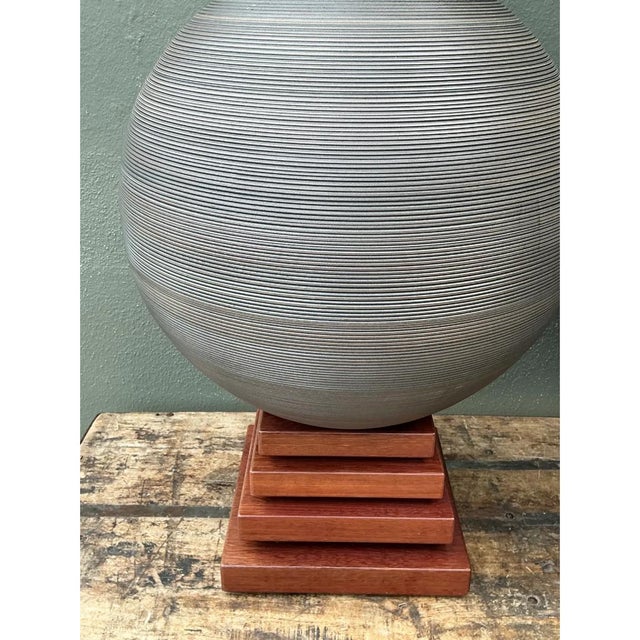 Charcoal Vintage Monumental Sculptural Wood Urns - A Pair For Sale - Image 8 of 12