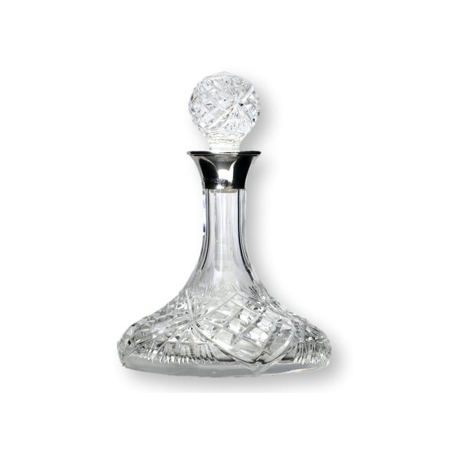 English Sterling Cuffed Cut Crystal Petite Liqueur Decanter For Sale - Image 3 of 6