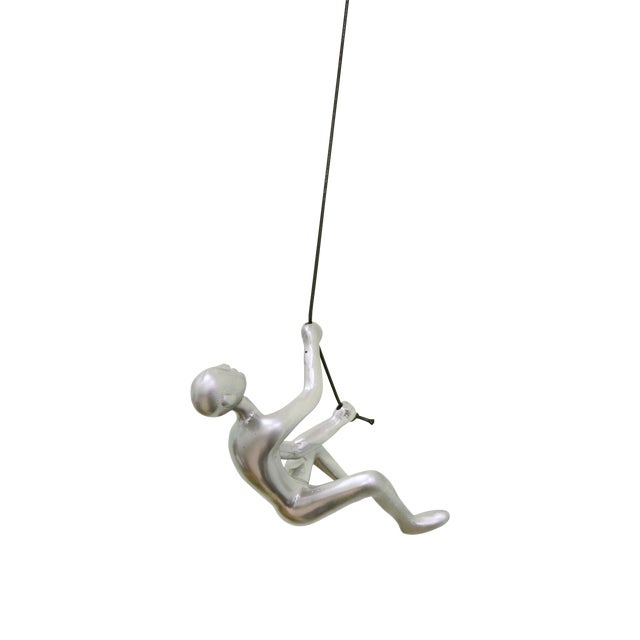 Silver Climbing Man Wall Art For Sale