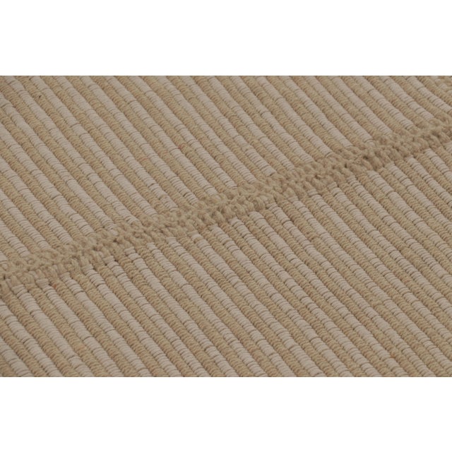 2010s Rug & Kilim’s Contemporary Accent Kilim, Square Rug in Cream and White Stripes For Sale - Image 5 of 8