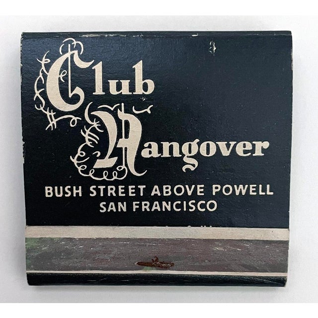 Vintage matchbook from Club Hangover San Francisco's legendary Jazz club. 3 dimensional matchbook is mounted inside a...