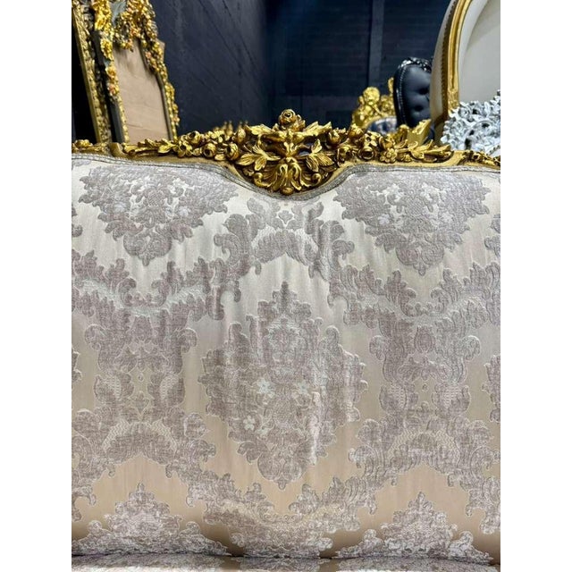 Baroque Sofa in Beige and Ivory With Hand-Applied Gold Leaf For Sale - Image 11 of 13