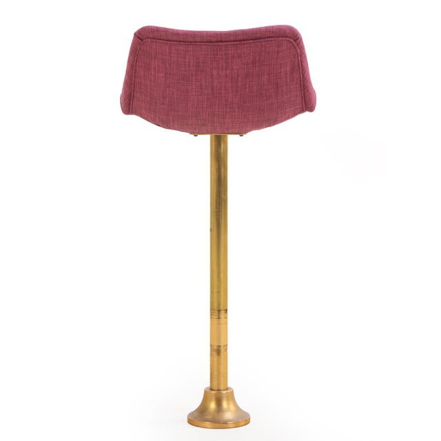 Set of Five Rotating Bronze Bar Stools With Upholstered Seats, C. 1960 For Sale In Philadelphia - Image 6 of 8