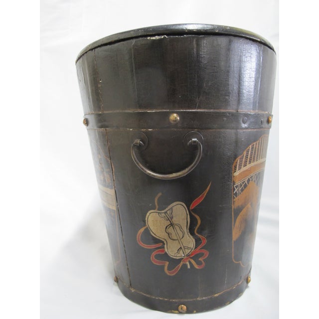 Antique Chinoiserie Chinese Hand Painted Lacquer Wood Rice Bin Box With Lid For Sale - Image 13 of 14