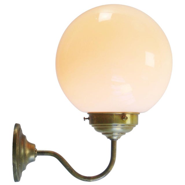 French White Opaline Glass and Brass Bistro Sconce For Sale - Image 6 of 7