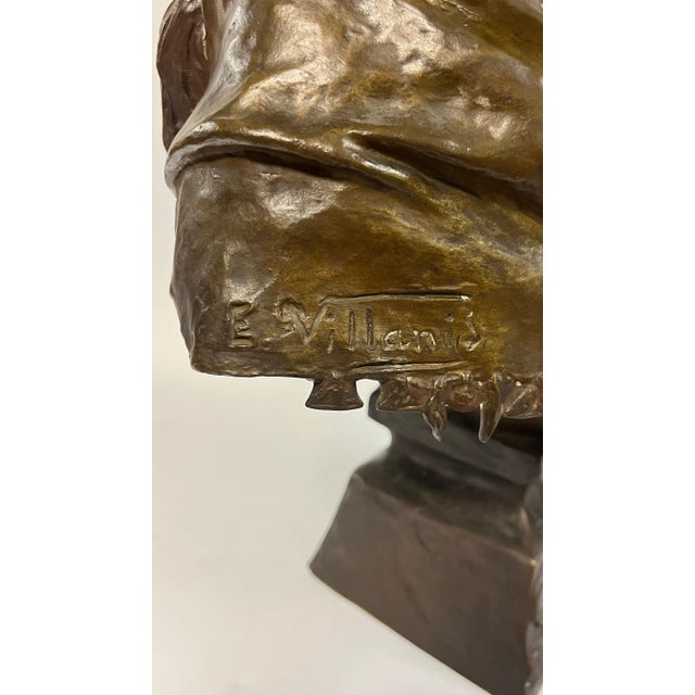 Art Nouveau Sibylle Female Bronze Bust Sculpture After Emmanuel Villanis For Sale - Image 3 of 8