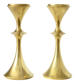 Mid-Century Brass Candleholders, 1960s, Set of 2