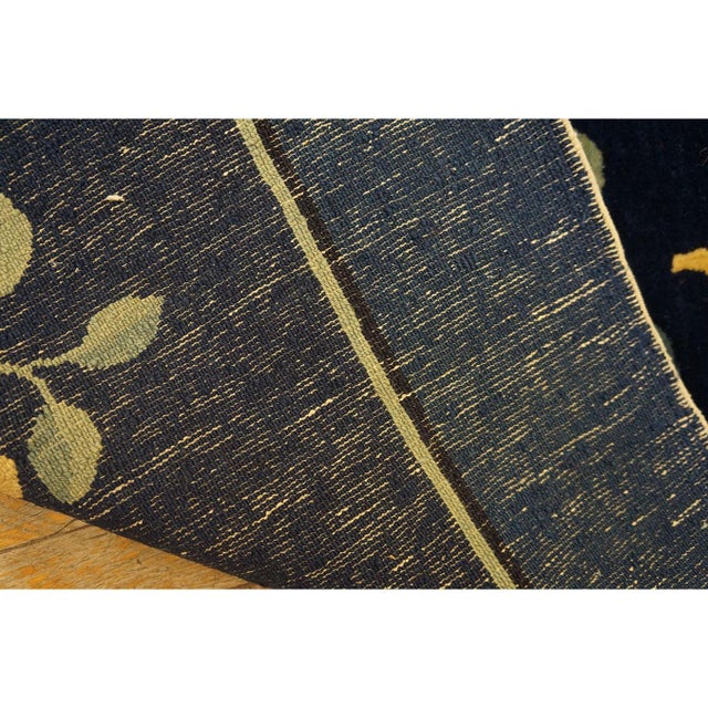 1890s Minimalist Open Field Antique Chinese Peking Navy Blue Room Size Wool Rug For Sale - Image 9 of 9