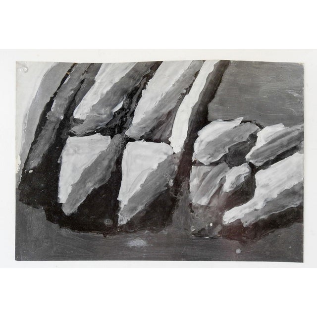 Vintage mid century gouache on paper gray and white abstract painting. Signed margie Espinoza on verso, I have a number of...