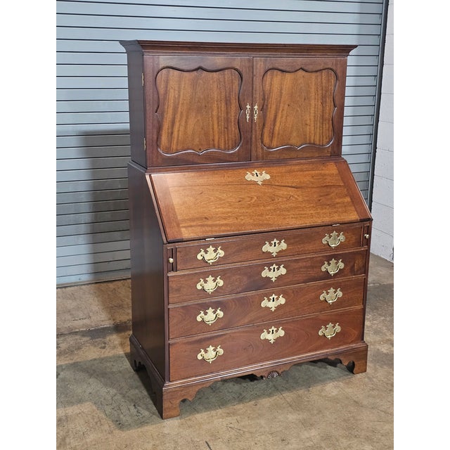 Late 20th Century Kittinger Colonial Williamsburg Mahogany Slant Front Desk With Bookcase Cw-1 For Sale - Image 5 of 15