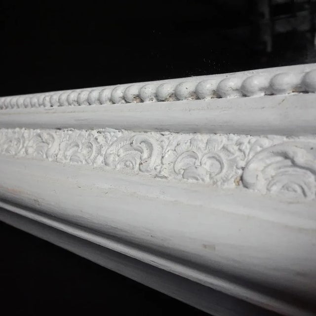 Large Brocante Biedermeier Style Mirror with White Frame For Sale - Image 6 of 9