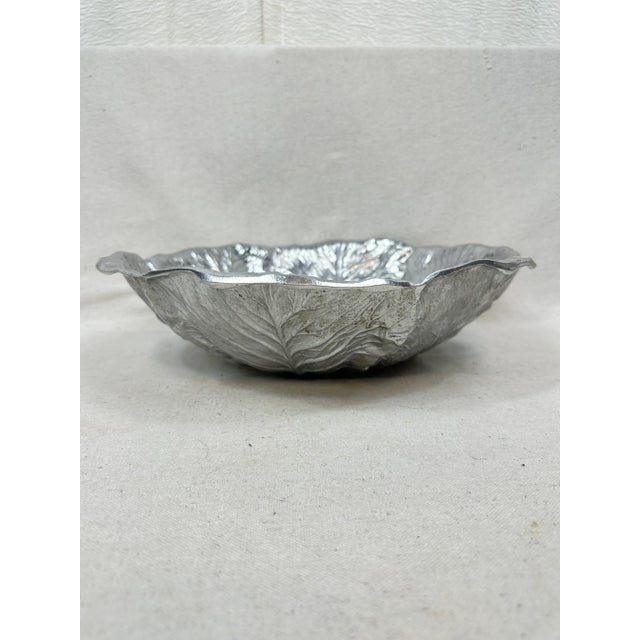 Vintage Pewter Majolica Style Cabbage Serving Bowl For Sale - Image 11 of 12