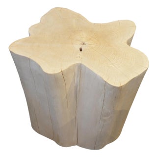 Andrianna Shamaris Bleached Teak Wood Organic Side Table For Sale
