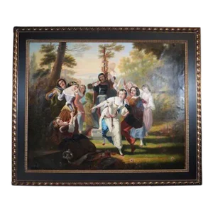 Charles-Louis Müller Or Studio Of- 19th Century Genre Painting of a May-Day Celebration: Le Rond De Mai