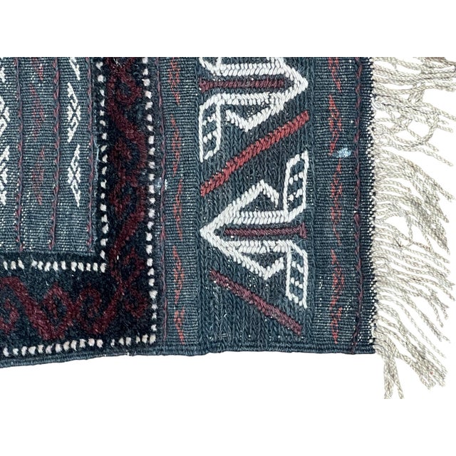 Vintage Afghan Tribal Soumak Wool Rug 2'1" X 5'6" For Sale - Image 4 of 5