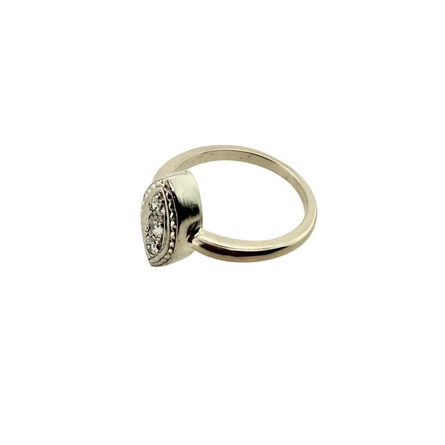 1950s Retro 14k Gold and Diamond Navette Ring, Size 6.5 For Sale - Image 4 of 5