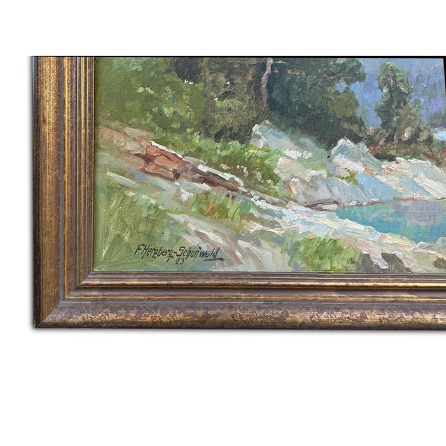 1920s Eibsee and Zugspitze, Herzberg-Schönwald, 1923, Oil on Canvas For Sale - Image 5 of 17