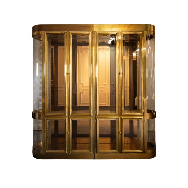 Mastercraft 1970s Mid Century Mastercraft Brass Vitrine Cabinet For Sale - Image 4 of 12