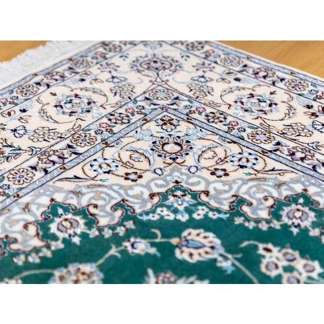 Middle Eastern Rug in Green Wool For Sale - Image 13 of 16