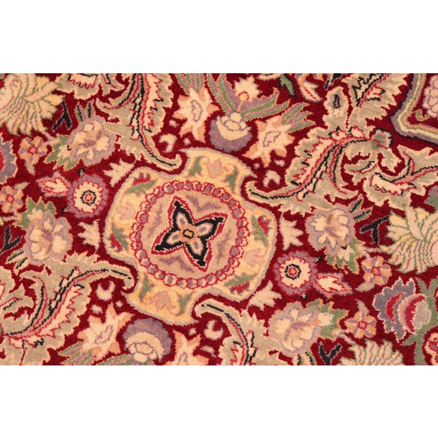 Shabby Chic Elegant Floral 1990's Pak-Persian Red/Gold Wool Rug - 6'2'' X 9'2'' For Sale - Image 3 of 9