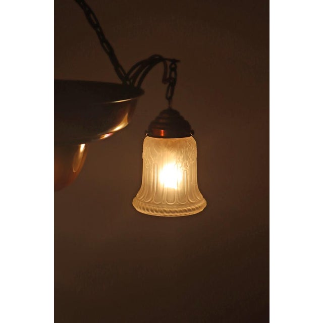 Danish Art Nouveau Chandelier in Brass, Copper and Ceramic, 1910s For Sale - Image 4 of 18