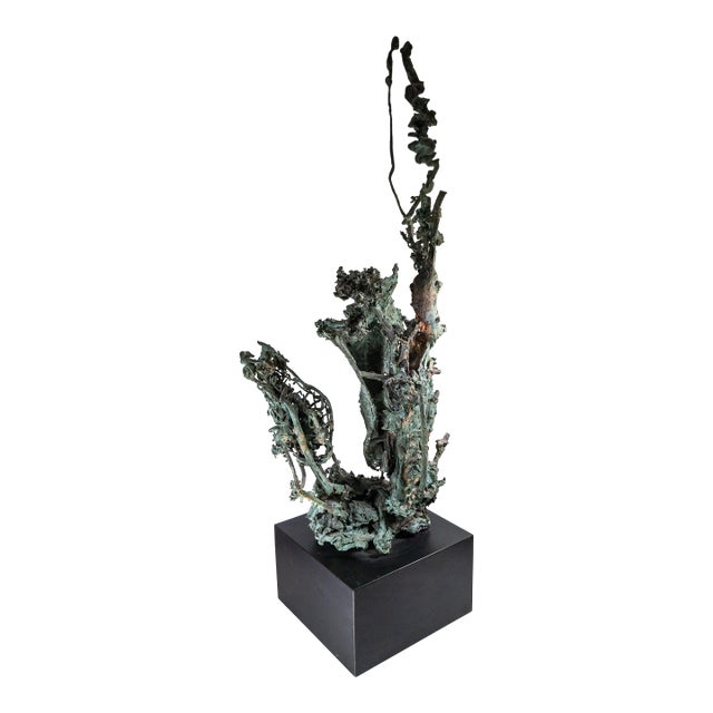 Mid-Century Modernist Abstract Brutalist Verdigris Copper Sculpture Mold of Ant Hill Colony For Sale
