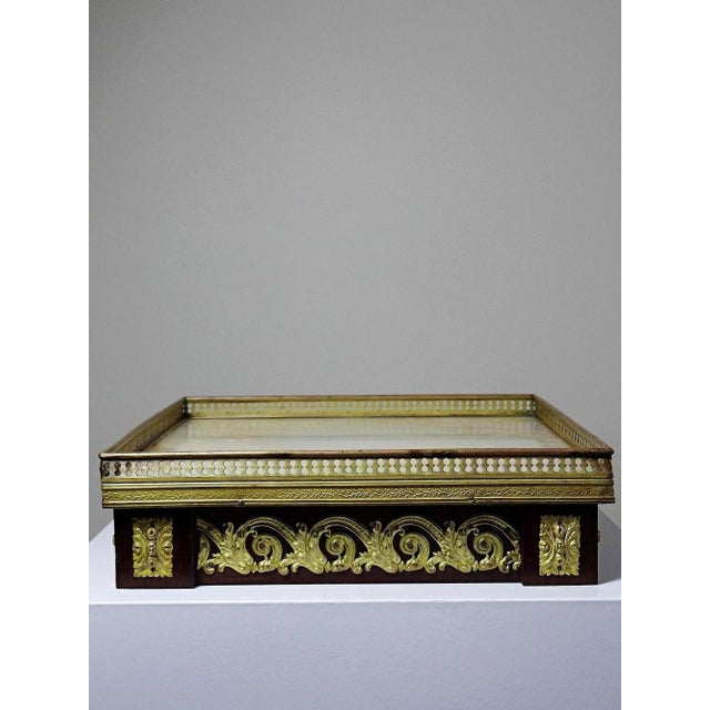 Metal Antique Wooden Side Table Top in Gilt Metal and Onyx, 1900s For Sale - Image 7 of 12