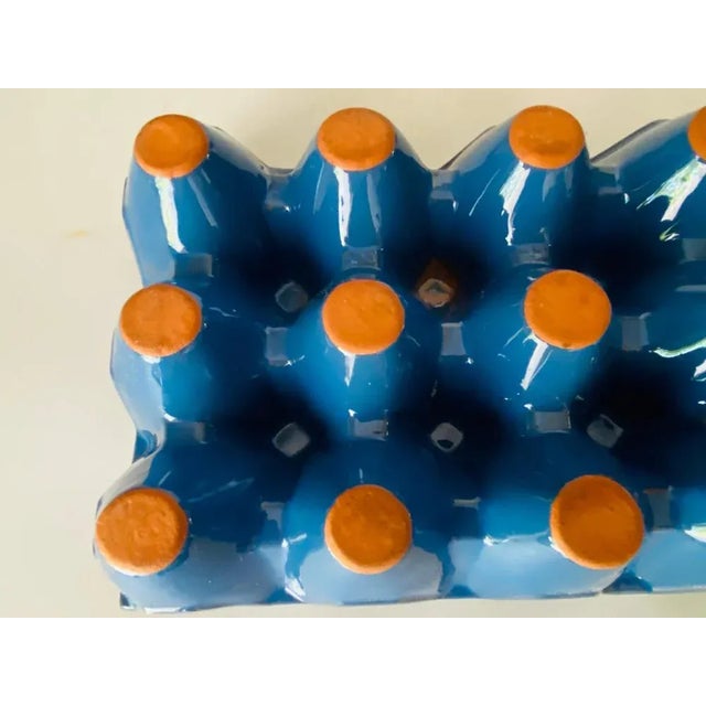 Large Ceramic Egg Holder in Blue, Italy, 1970s For Sale - Image 9 of 10