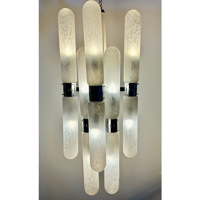 Mid-Century Modern Italian Metal and Murano Glass Chandelier by Aldo Nason for Mazzega, 1970s For Sale - Image 3 of 16