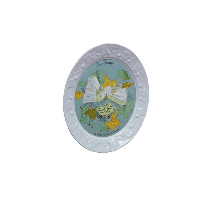 Vintage Gien France "Les Saveurs" (Les Fromages) ceramic cheese serving plate / platter / charger designed by Marie-Pierre...