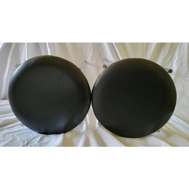 Metal Mid 20th Century Vintage Bauhaus Vinyl/Chrome Stacking Cushioned Stools - a Pair For Sale - Image 7 of 12