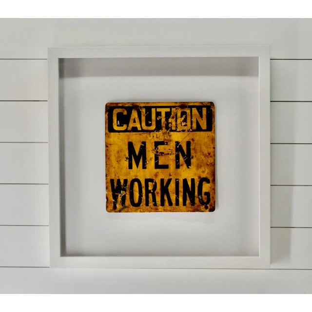 1950s Vintage Men Working Sign, Framed as Art For Sale - Image 5 of 6