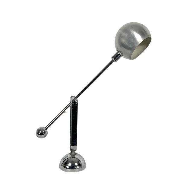 Mid-Century Italian Modern Chrome Counterweight Table Lamp, 1970s For Sale