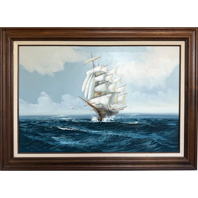 Up for sale is a large original oil painting on canvas by listed maritime artist Hewett R. Jackson (1914–2007). This...
